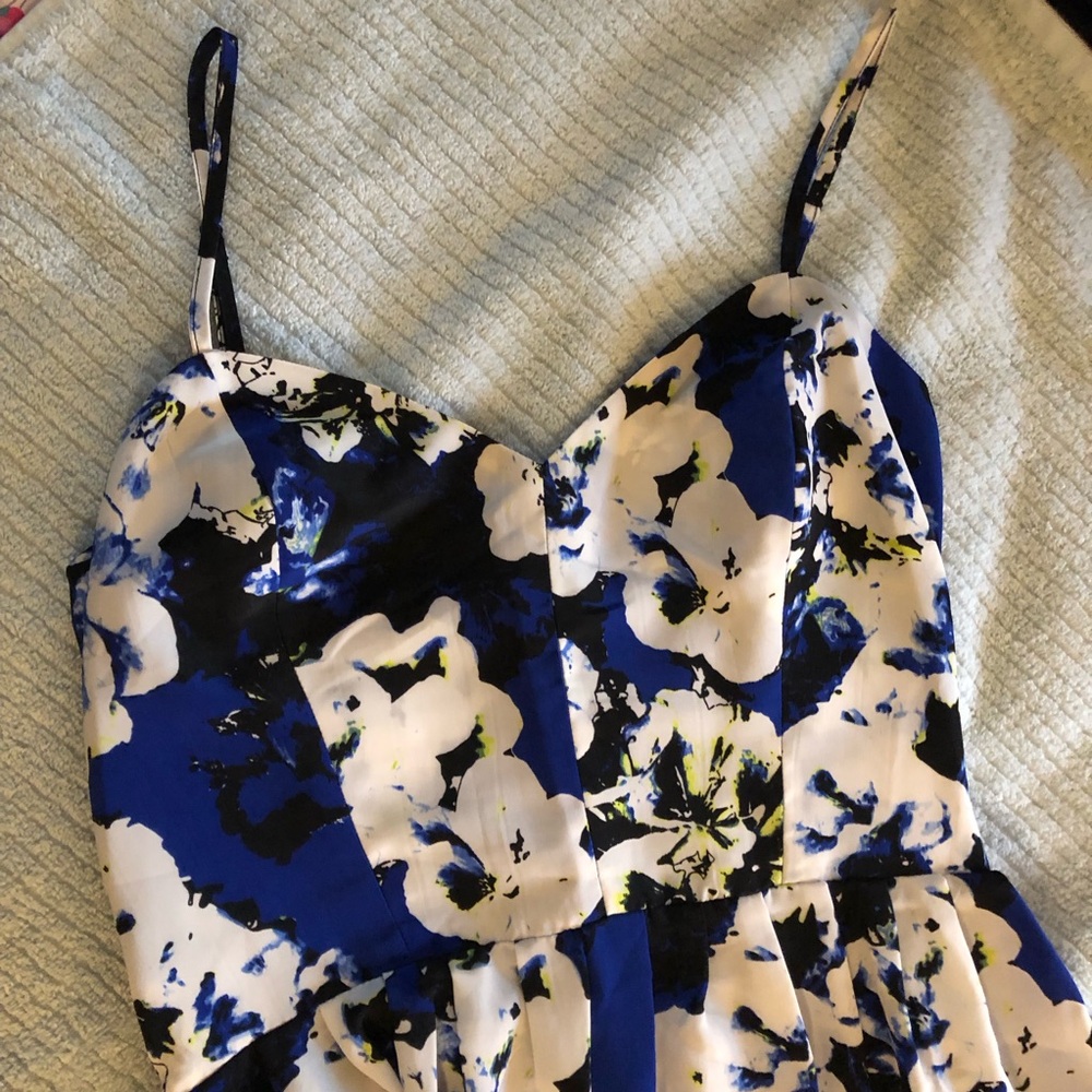 Parker Blue and White Floral Maxi Dress Size S - elastic back - Picture 1 of 9